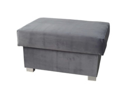 Alaska Footstool Plush Velvet Grey - thumbnail 1