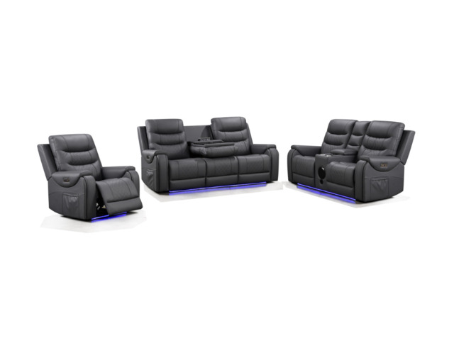 Forbes 3+2+1 Electric Recliner Sofa Set Aire Leather - image 1