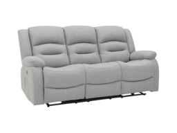 Saxon 3+2 Electric Recliner Sofa Set Light Grey Suede - thumbnail 3