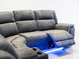 Hanna Electric Recliner Corner Sofa Grey Micro Fabric - thumbnail 5