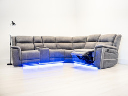 Hanna Electric Recliner Corner Sofa Grey Micro Fabric - thumbnail 6