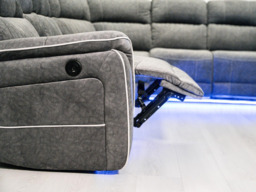 Hanna Electric Recliner Corner Sofa Grey Micro Fabric - thumbnail 3