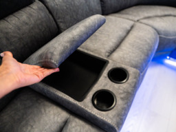 Hanna Electric Recliner Corner Sofa Grey Micro Fabric - thumbnail 4