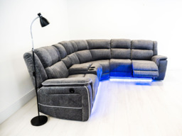 Hanna Electric Recliner Corner Sofa Grey Micro Fabric - thumbnail 2