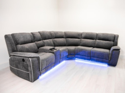 Hanna Electric Recliner Corner Sofa Grey Micro Fabric - thumbnail 1