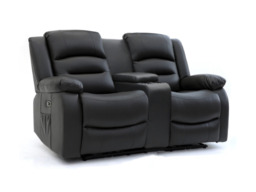 Vinson 3+2 Electric Recliner Sofa Set Black Aire Leather - thumbnail 2