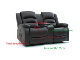 Vinson 3+2 Electric Recliner Sofa Set Black Aire Leather - thumbnail 7