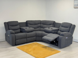Naples Electric Corner Recliner Sofa in Grey Fabric - thumbnail 3