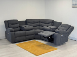Naples Electric Corner Recliner Sofa in Grey Fabric - thumbnail 4