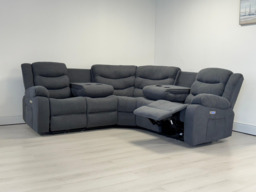 Naples Electric Corner Recliner Sofa in Grey Fabric - thumbnail 2