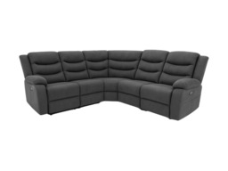 Naples Electric Corner Recliner Sofa in Grey Fabric - thumbnail 1