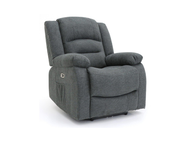 Naples Electric Recliner Chair Grey Chenille Fabric - image 1