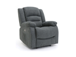 Naples Electric Recliner Chair Grey Chenille Fabric - thumbnail 1