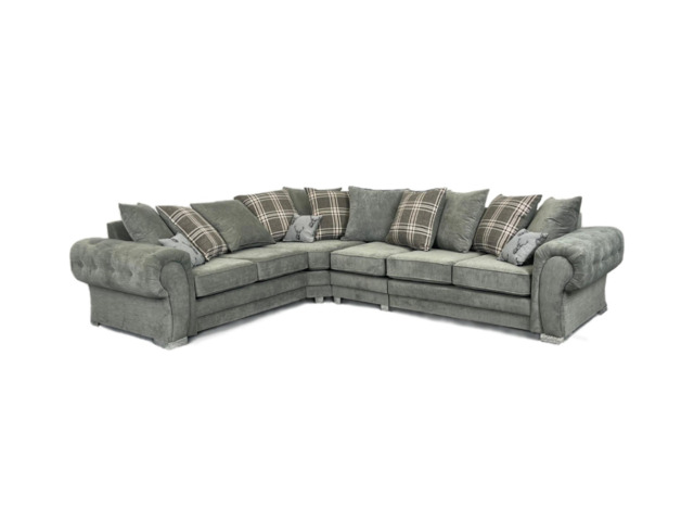 Verona Corner Sofa 6 Seater Universal Scatter Back Grey - image 1