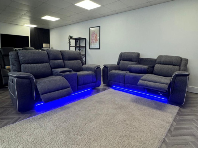 Hanna 3+2 Electric Recliner Sofa Set in Grey Micro Fabric - image 1