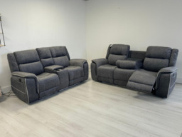 Hanna 3+2 Electric Recliner Sofa Set in Grey Micro Fabric - thumbnail 2