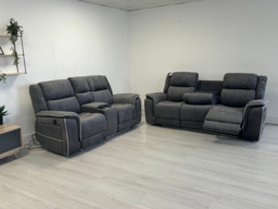 Hanna 3+2 Electric Recliner Sofa Set in Grey Micro Fabric - thumbnail 4