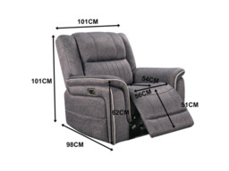 Hannan Electric Recliner Chair Grey Micro Fabric - thumbnail 2