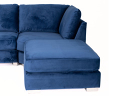 Casa U-Shaped Sofa Blue Plush Velvet - thumbnail 5