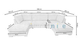 Casa U-Shaped Sofa Blue Plush Velvet - thumbnail 7
