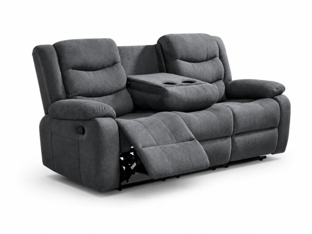 Sorrentino 3 Seater Recliner Sofa Grey Chenille Fabric - image 1