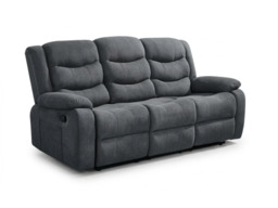 Sorrentino 3 Seater Recliner Sofa Grey Chenille Fabric - thumbnail 2