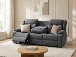 Sorrentino 3 Seater Recliner Sofa Grey Chenille Fabric - thumbnail 3