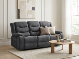 Sorrentino 3 Seater Recliner Sofa Grey Chenille Fabric - thumbnail 4