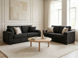 Chestnut Black 3+2 Sofa Set Enzo Fabric - thumbnail 2