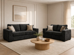 Chestnut Black 3+2 Sofa Set Enzo Fabric - thumbnail 4