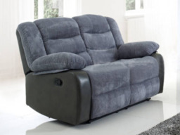 Rio Recliner 2 Seater Grey Cord and Black Faux Leather - thumbnail 2