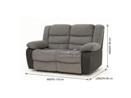 Rio Recliner 2 Seater Grey Cord and Black Faux Leather - thumbnail 3