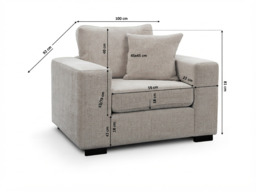 Chestnut Cream Armchair with Cushion Enzo Fabric - thumbnail 3