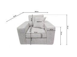 Chestnut Cream Armchair with Cushion Enzo Fabric - thumbnail 2
