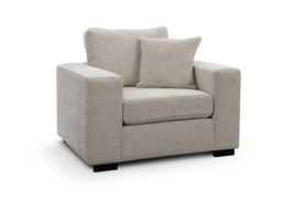 Chestnut Cream Armchair with Cushion Enzo Fabric - thumbnail 1