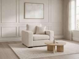 Chestnut Cream Armchair with Cushion Enzo Fabric - thumbnail 2