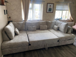 Meridian U Shaped Sofa Bed with Storage in Truffle Alaska Chenille - thumbnail 8
