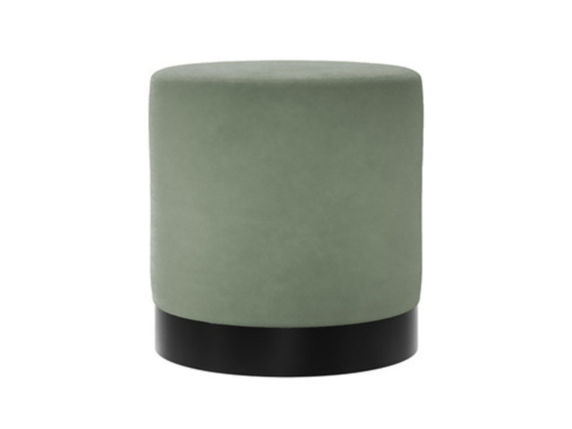 Lara Footstool Sage Green Plush Velvet with Matt Black Circular Frame - image 1