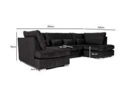 Belgravia U Shape Sofa Plush Velvet Black - thumbnail 6