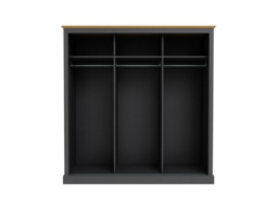 Devonshire Sliding Three Door Wardrobe Charcoal with Mirror - thumbnail 2