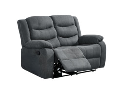 Manual Recliner 2 Seater Sofa in Grey Fabric - thumbnail 2