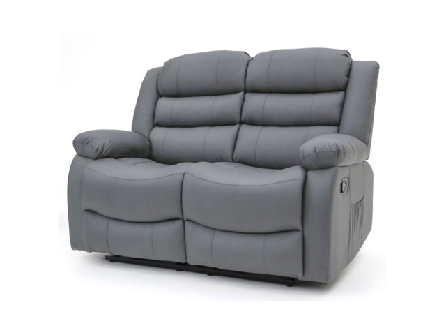 Roma Recliner 2 Seater Sofa Grey Faux Leather - image 1
