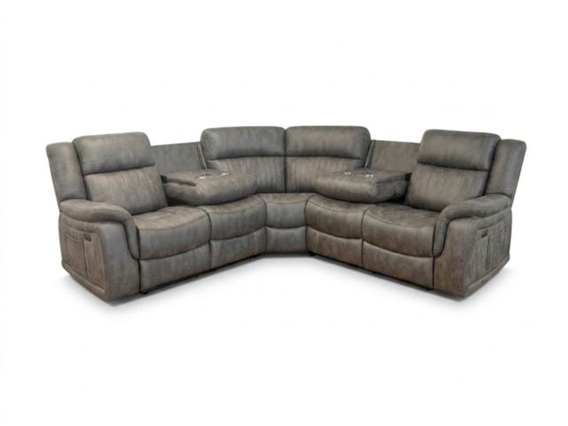 Moreno Grey Electric Corner Recliner Sofa Micro Fabric - image 1