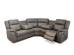 Moreno Grey Electric Corner Recliner Sofa Micro Fabric - thumbnail 2