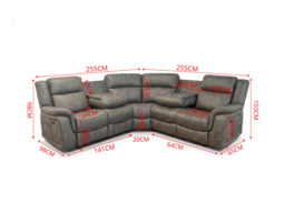 Moreno Grey Electric Corner Recliner Sofa Micro Fabric - thumbnail 4