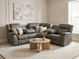Moreno Grey Electric Corner Recliner Sofa Micro Fabric - thumbnail 3