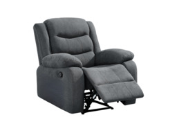 Classic Recliner Armchair Manual Fabric Grey - thumbnail 3