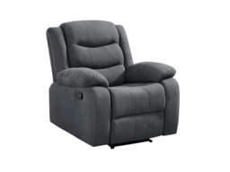 Classic Recliner Armchair Manual Fabric Grey - thumbnail 2