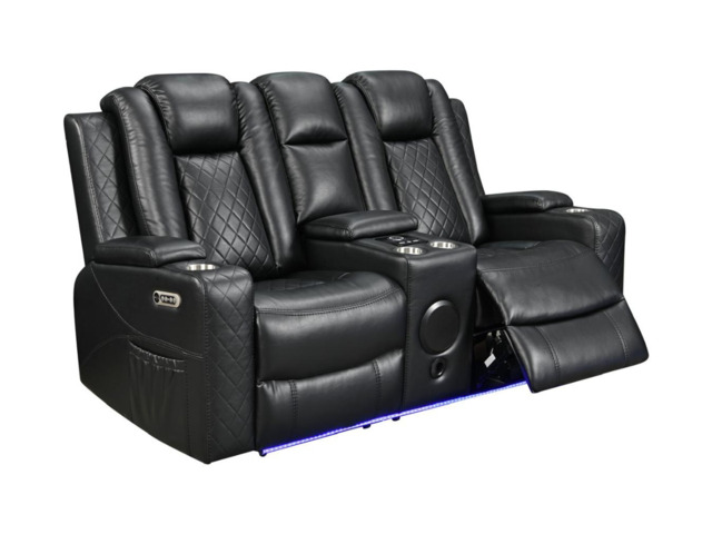 Sianna 2 Seater Electric Recliner Sofa Black Aire Leather - image 1