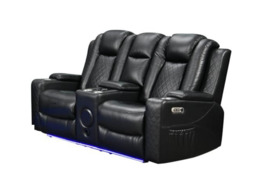 Sianna 2 Seater Electric Recliner Sofa Black Aire Leather - thumbnail 2